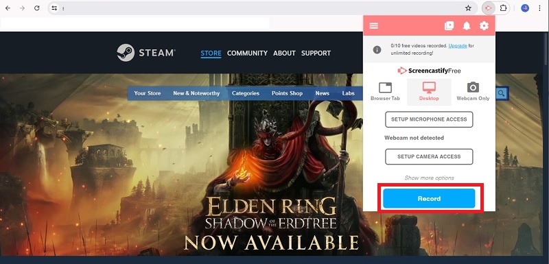 screencastify interface