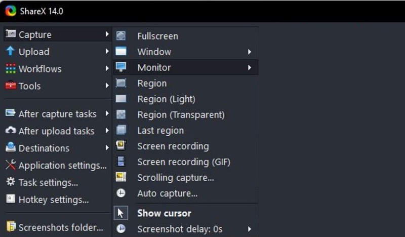 sharex interface