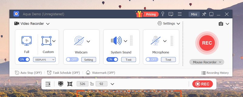 aqua demo interface