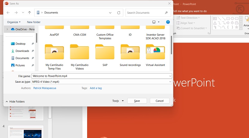 convert ppt to mp4 using default process