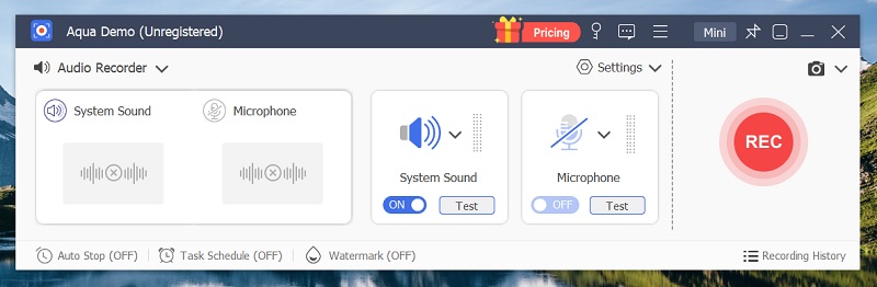 aqua demo interface