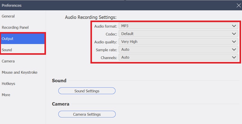 aqua demo output settings