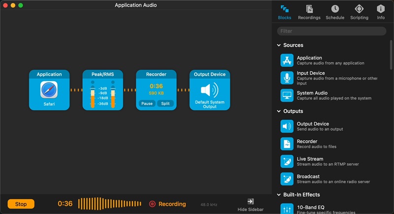 audio hijack interface