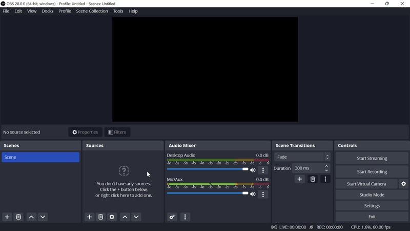obs studio interface