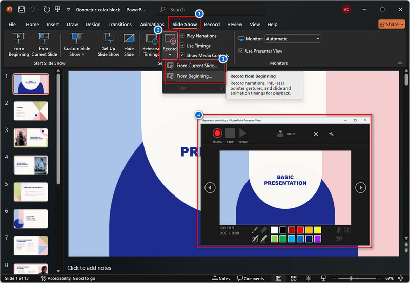 record presentation using powerpoint built-in recorder