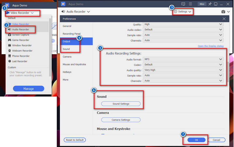 modify the sound settings