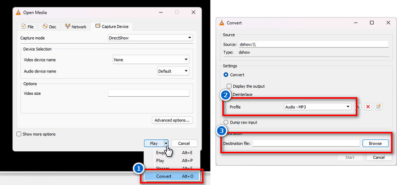 select audio codec and output folder