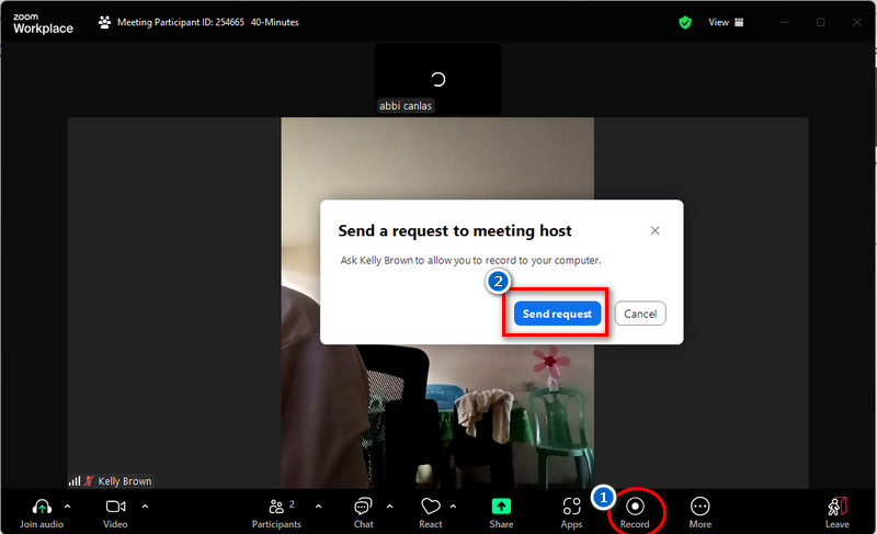 send a request to the host to record the meeting