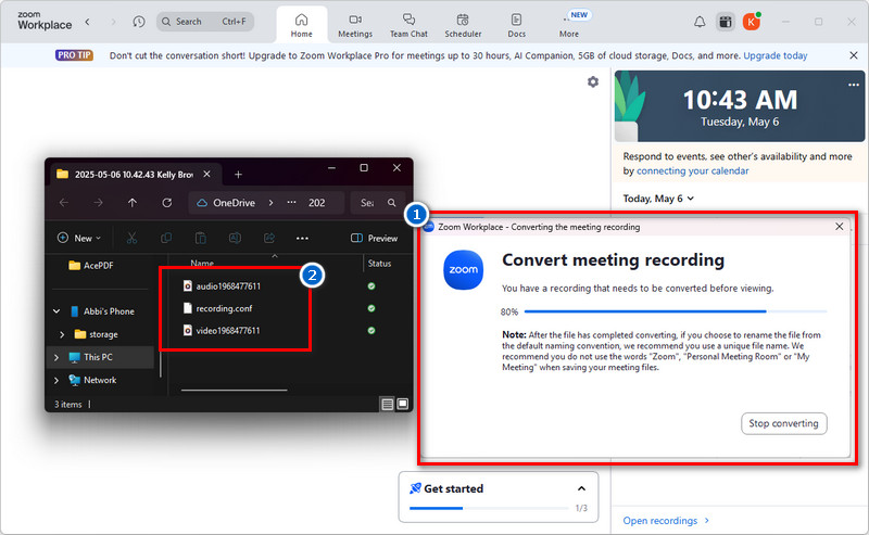 stop and share the recorded meeting