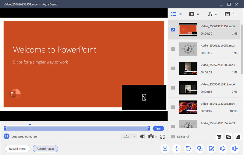 preview and save the recording