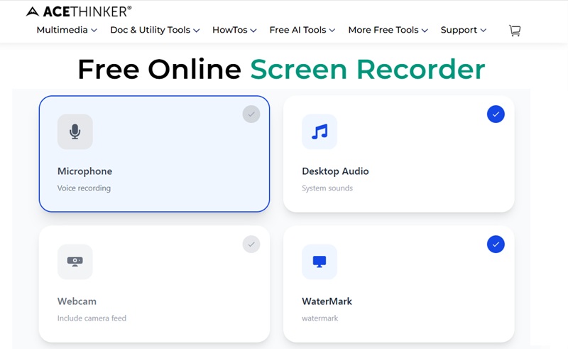 acethinker free online screen recorder